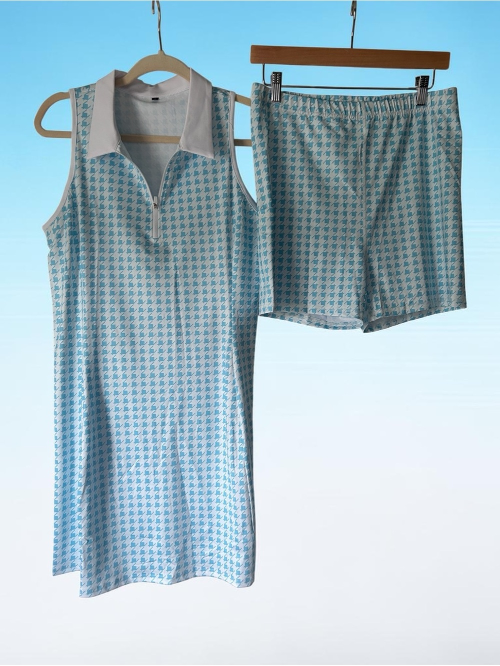 Light blue and White Tennis Dtess with Shorts
